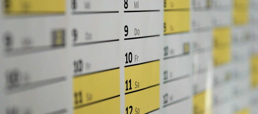 Das Bild zeigt ein Kalenderblatt als Symbol für den nächsten anstehenden Termin